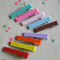 Iarann Gob Clip, le Grosgrain Ribbon, dath platanam plátáilte, dathanna measctha, 42x7mm, 300ríomhairí pearsanta/Lot, Díolta De réir Lot