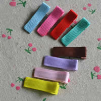 Vas Csőr Clip, -val Grosgrain Ribbon, platina színű bevont, kevert színek, 35x10mm, 300PC-k/Lot, Által értékesített Lot