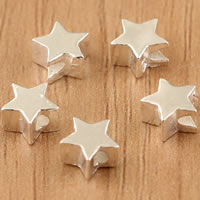 Bali Sterling Silver Beads, Tailandia, Estrela, 6x3.7mm, Buraco:Aprox 1.5mm, 10PCs/Bag, vendido por Bag