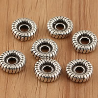 Thailand Sterling Silver Spacer Bead, Flat Round, 9x2.8mm, Hål:Ca 2mm, 5PC/Bag, Säljs av Bag