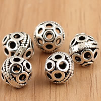 Ταϊλάνδη Sterling Silver Beads, Φανός, κοίλος, 8mm, Τρύπα:Περίπου 1mm, 10PCs/τσάντα, Sold Με τσάντα