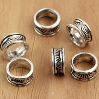 Thailand Sterling Silver stort hål pärla, Donut, 7.7x3.8mm, Hål:Ca 5mm, 10PC/Bag, Säljs av Bag