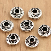 Bali Sterling Silver Beads, Tailandia, Roda plana, 6x3.2mm, Buraco:Aprox 1.5mm, 20PCs/Bag, vendido por Bag