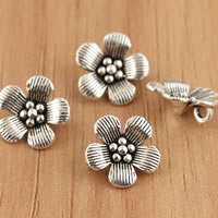 Colgantes de Plata Bali, Tailandia, Flor, 10x1.6mm, agujero:aproximado 3.5mm, 10PCs/Bolsa, Vendido por Bolsa