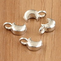 925 Sterling hopea riipus, 925 Sterling Silver, Kuu, 5x9.50x2.50mm, Reikä:N. 1.5mm, 15PC/laukku, Myymät laukku