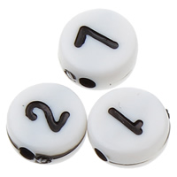 Alphabet Acrylic Beads Flat Round mixed pattern & solid color white Approx 1mm Approx Sold By Bag