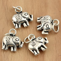 Bali Sterling Silber Anhänger, Thailand, Elephant, 11x15.80x4.50mm, Bohrung:ca. 3.5mm, 10PCs/Tasche, verkauft von Tasche