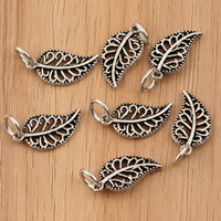 Thailand Sterling Silver Hängen, Leaf, 9x21.5mm, Hål:Ca 4mm, 10PC/Bag, Säljs av Bag