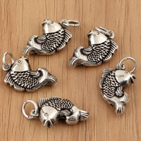 Bali Sterling Silver Pendants, Tailandia, Peixe, 11x22x5mm, Buraco:Aprox 3.5mm, 5PCs/Bag, vendido por Bag