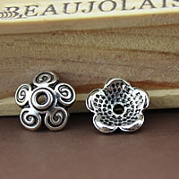 Sinc Alloy Bead Cap, Flower, dath airgid antique plátáilte, nicil, luaidhe & caidmiam saor in aisce, 10.5mm, Poll:Thart 2mm, 1500ríomhairí pearsanta/Lot, Díolta De réir Lot