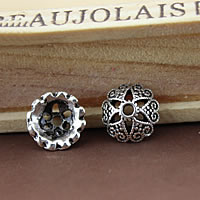 Sinc Alloy Bead Cap, Flower, dath airgid antique plátáilte, log, nicil, luaidhe & caidmiam saor in aisce, 9mm, Poll:Thart 2mm, 1000ríomhairí pearsanta/Lot, Díolta De réir Lot