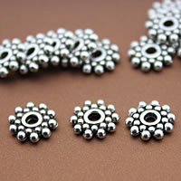 Zinc Alloy Spacer perler, Flower, antik sølv farve forgyldt, nikkel, bly & cadmium fri, 8.2mm, Hole:Ca. 2mm, 1000pc'er/Lot, Solgt af Lot