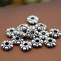 Zinc Alloy Spacer perler, Flower, antik sølv farve forgyldt, nikkel, bly & cadmium fri, 6.2mm, Hole:Ca. 2mm, 2000pc'er/Lot, Solgt af Lot