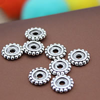 Zinek Spacer Beads, Flat Round, starožitné barva postříbřená, nikl, olovo a kadmium zdarma, 8mm, Otvor:Cca 2mm, 1500PC/Lot, Prodáno By Lot