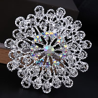 Rhinestone Brooch Zinc Alloy Flower platinum color plated with rhinestone nickel lead & cadmium free Sold By Lot