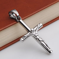 Stainless Steel Cross Pendants 316 Stainless Steel Crucifix Cross original color Approx 3-5mm Sold By Bag