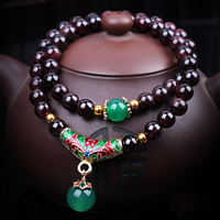 Garnet Armbånd, med Green Calcedony & Zinc Alloy, guldfarve belagt, Januar Birthstone & emalje & 2-streng, nikkel, bly & cadmium fri, 7mm, Længde Ca. 14 inch, 3Strands/Lot, Solgt af Lot