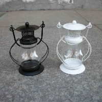 Ijzer Candle Holder, met Glas, Lamp, moffelen vernis, meer kleuren voor de keuze, nikkel, lood en cadmium vrij, 70x130mm, 20pC's/Lot, Verkocht door Lot