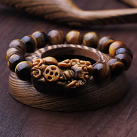 Naturlige Tiger Eye Armbånd, Fabulous Wild Beast, 10mm, Længde Ca. 7 inch, 6Strands/Lot, Solgt af Lot