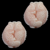 Grânulos de molusco gigante, caneladas gigante, Peixe, esculpidas, rosa, 14x15x6mm, Buraco:Aprox 1mm, 50PCs/Lot, vendido por Lot