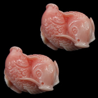 Grânulos de molusco gigante, caneladas gigante, Peixe, esculpidas, rosa, 15x11x10mm, Buraco:Aprox 1mm, 30PCs/Lot, vendido por Lot