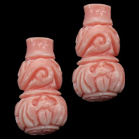 Abalorios de Almeja Gigante, Calabaza, Tallado, Rosado, 10x19mm, agujero:aproximado 1mm, 30PCs/Grupo, Vendido por Grupo