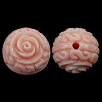 Grânulos de molusco gigante, caneladas gigante, Flor, esculpidas, rosa, 12x12mm, Buraco:Aprox 1.5mm, 50PCs/Lot, vendido por Lot