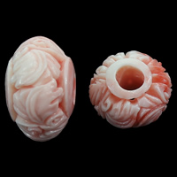 Musselmalet Giant European Bead, Rondelle, Carved, flere størrelser for valg & uden trold, lyserød, 30pc'er/Lot, Solgt af Lot