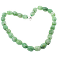 Jade Malaysia Halsband, mässing Karbinlås, Kolonn, grön, 13x14mm, Såld Per Ca 18 inch Strand