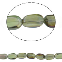 Efterligning CRYSTALLIZED™ Crystal Beads, Krystal, Flad Oval, farverig forgyldt, efterligning CRYSTALLIZED™ krystaller, Fern Green, 14x20mm, Hole:Ca. 1mm, Ca. 35pc'er/Strand, Solgt Per Ca. 15.5 inch Strand