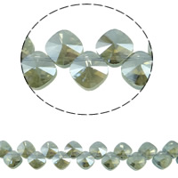 Imitacija CRYSTALLIZED™ Crystal perle, Kristal, Trg, šarene pozlaćen, faceted & imitacija CRYSTALLIZED™ kristala, Fern Green, 14x14mm, Rupa:Približno 1mm, Približno 70računala/Strand, Prodano Per Približno 15.5 inčni Strand