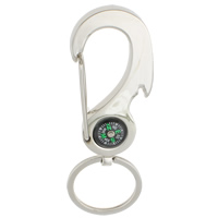 Zinklegering sleutelhanger haak, Zinc Alloy, met ijzeren ring & Plastic, platinum plated, met kompas, nikkel, lood en cadmium vrij, 35x104x5mm, Gat:Ca 29mm, 10pC's/Bag, Verkocht door Bag