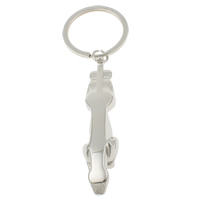 Zinc Alloy Key Chain, med jernring, Leopard, platin farve forgyldt, nikkel, bly & cadmium fri, 19x79x17mm, Hole:Ca. 29mm, Længde Ca. 4.5 inch, 10Strands/Bag, Solgt af Bag