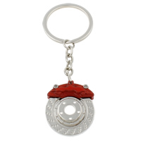 Zinc Alloy Key Chain, med jernring, platin farve forgyldt, med malede, nikkel, bly & cadmium fri, 30x35x10mm, Hole:Ca. 29mm, Længde Ca. 4 inch, 10Strands/Bag, Solgt af Bag