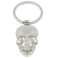 Zinc Alloy Key Chain, med jernring, Skull, platin farve forgyldt, nikkel, bly & cadmium fri, 25x47x2mm, Hole:Ca. 29mm, Længde Ca. 3 inch, 10Strands/Bag, Solgt af Bag