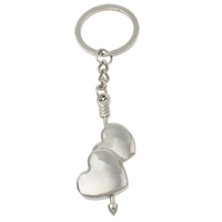 Zinc Alloy Key Chain, med jernring, Heart, platin farve forgyldt, nikkel, bly & cadmium fri, 23x59x6mm, Hole:Ca. 25mm, Længde Ca. 4 inch, 10Strands/Bag, Solgt af Bag