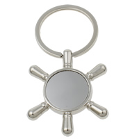 Cink Alloy Key Chain, s željezni kolut, Wheel Brod, platine boja pozlaćen, nikal, olovo i kadmij besplatno, 42x50x6mm, Rupa:Približno 29mm, Dužina Približno 3 inčni, 10pramenovi/Torba, Prodano By Torba