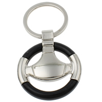 Cink Alloy Key Chain, s željezni kolut & Plastika, Uštipak, platine boja pozlaćen, nikal, olovo i kadmij besplatno, 43x51x7mm, Rupa:Približno 27mm, Dužina Približno 3 inčni, 10pramenovi/Torba, Prodano By Torba