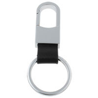 Zinklegering sleutelhanger haak, Zinc Alloy, met ijzeren ring & Koeienhuid, Donut, platinum plated, nikkel, lood en cadmium vrij, 32x80x8mm, Gat:Ca 23mm, 10pC's/Bag, Verkocht door Bag