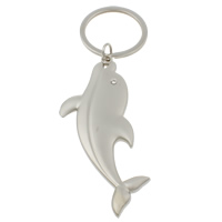 Zinc Alloy Key Chain, med jernring, Dolphin, platin farve forgyldt, med rhinestone, nikkel, bly & cadmium fri, 37x87x6mm, Hole:Ca. 29mm, Længde Ca. 5 inch, 10Strands/Bag, Solgt af Bag