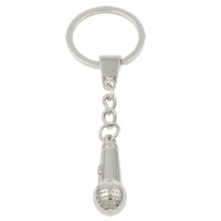 Cink Alloy Key Chain, s željezni kolut, Mikrofon, platine boja pozlaćen, nikal, olovo i kadmij besplatno, 12x34mm, Rupa:Približno 25mm, Dužina Približno 3.5 inčni, 10pramenovi/Torba, Prodano By Torba