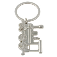 Cink Alloy Key Chain, s željezni kolut, Vlak, platine boja pozlaćen, nikal, olovo i kadmij besplatno, 30x50x2mm, Rupa:Približno 29mm, Dužina Približno 3 inčni, 10pramenovi/Torba, Prodano By Torba