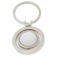 alliage de zinc porte-clés, avec anneau de fer & silicone, Golf Ball, Placage de couleur platine, protéger l'environnement, sans nickel, plomb et cadmium, 37x47x18mm, Trou:Environ 29mm, Longueur Environ 3 pouce, 10Strandstoron/sac, Vendu par sac