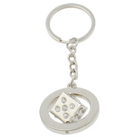 Cink Alloy Key Chain, s željezni kolut, Uštipak, platine boja pozlaćen, s Rhinestone, nikal, olovo i kadmij besplatno, 34x37x22mm, Rupa:Približno 25mm, Dužina Približno 4 inčni, 10pramenovi/Torba, Prodano By Torba