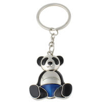 Zinc Alloy Key Chain, med jernring, Panda, platin farve forgyldt, emalje, nikkel, bly & cadmium fri, 38x47x4mm, Hole:Ca. 29mm, Længde Ca. 4 inch, 10Strands/Bag, Solgt af Bag