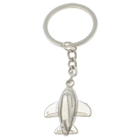 Cink Alloy Key Chain, s željezni kolut, Zrakoplov, platine boja pozlaćen, nikal, olovo i kadmij besplatno, 28x35x12mm, Rupa:Približno 29mm, Dužina Približno 30 inčni, 10pramenovi/Torba, Prodano By Torba