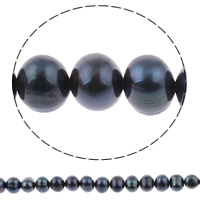 Barok Gekweekte Zoetwater Parel kralen, Ronde, natuurlijk, zwart, 6-7mm, Gat:Ca 0.8mm, Per verkocht 14.7 inch Strand