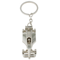 Zinc Alloy Key Chain, med jernring, Racing Car, platin farve forgyldt, nikkel, bly & cadmium fri, 24x63x10mm, Hole:Ca. 29mm, Længde Ca. 5 inch, 10Strands/Bag, Solgt af Bag