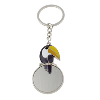 Zinc Alloy Key Chain, med jernring, Bird, platin farve forgyldt, emalje, nikkel, bly & cadmium fri, 35x65x4mm, Hole:Ca. 29mm, Længde Ca. 5 inch, 10Strands/Bag, Solgt af Bag