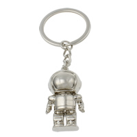 Cink Alloy Key Chain, s željezni kolut, Robot, platine boja pozlaćen, nikal, olovo i kadmij besplatno, 23x45x12mm, Rupa:Približno 29mm, Dužina Približno 4 inčni, 10pramenovi/Torba, Prodano By Torba